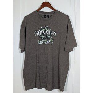 Vintage Guinness Beer "Feelin' Lucky" Clover T-shirt Brown Sz XL Beer Bartender